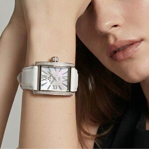 TW Steel Watch CEO Goliath with Diamonds, Leather Strap in White, WaterResistant